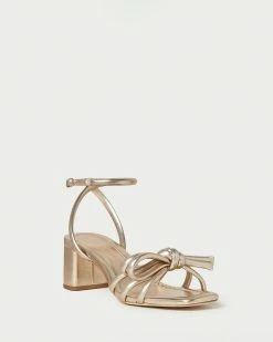 Loeffler Randall Mikel Champagne Bow Mid-Heel Sandal New Arrivals