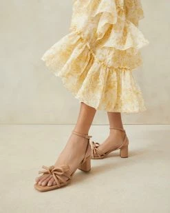 Loeffler Randall New Arrivals Mikel Dune Bow Mid-Heel Sandal