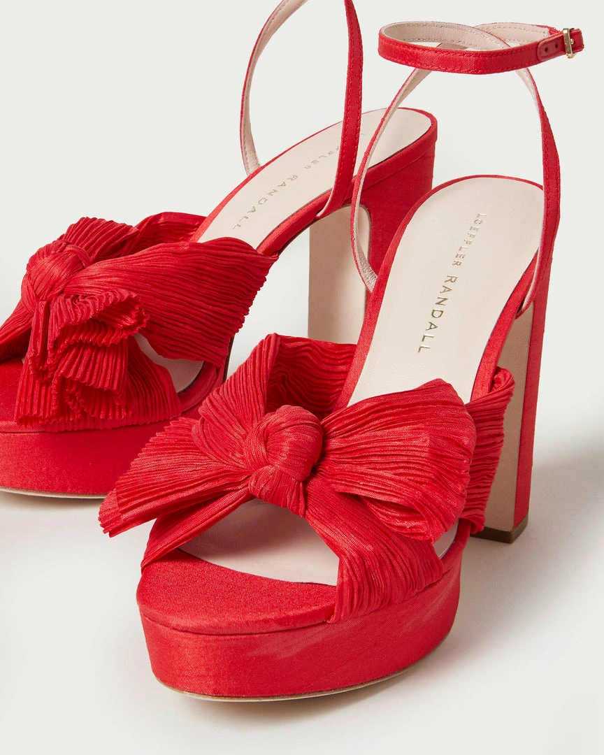 Loeffler Randall Pleats Natalia Red Platform Bow Heel 5 Loeffler Randall Pleats Natalia Red Platform Bow Heel