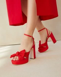 Loeffler Randall Pleats Natalia Red Platform Bow Heel 11 Loeffler Randall Pleats Natalia Red Platform Bow Heel