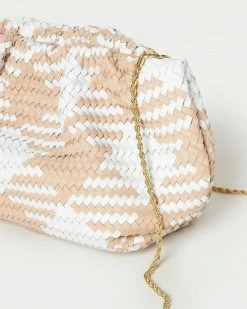 Loeffler Randall New Arrivals Nyla Tan/Cream Woven Clutch