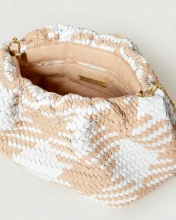 Loeffler Randall New Arrivals Nyla Tan/Cream Woven Clutch