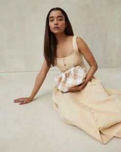 Loeffler Randall New Arrivals Nyla Tan/Cream Woven Clutch