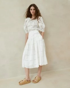Loeffler Randall Octavia Ivory Midi Skirt