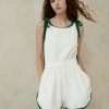 Loeffler Randall Otis Cream/Green Terry Romper New Arrivals