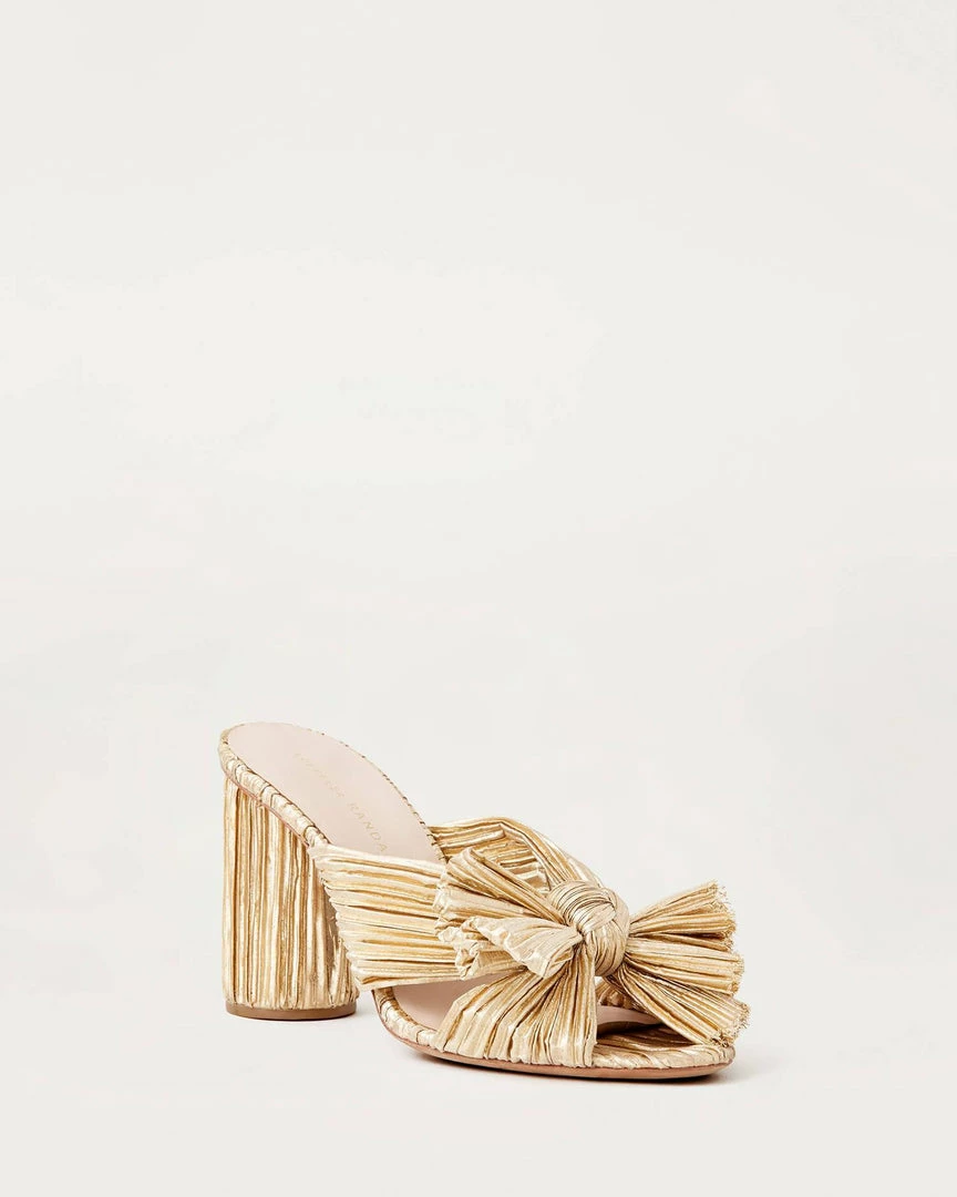 Loeffler Randall Penny Gold Pleated Bow Heel 3 Loeffler Randall Penny Gold Pleated Bow Heel