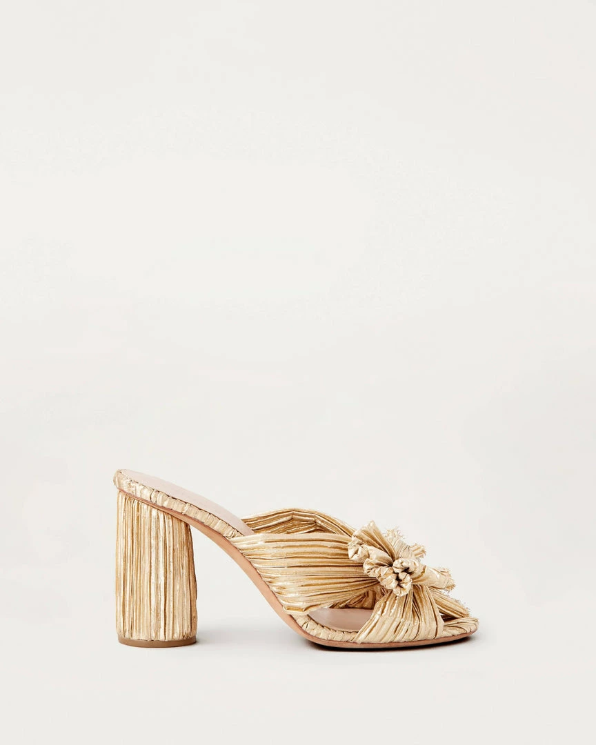 Loeffler Randall Penny Gold Pleated Bow Heel 6 Loeffler Randall Penny Gold Pleated Bow Heel