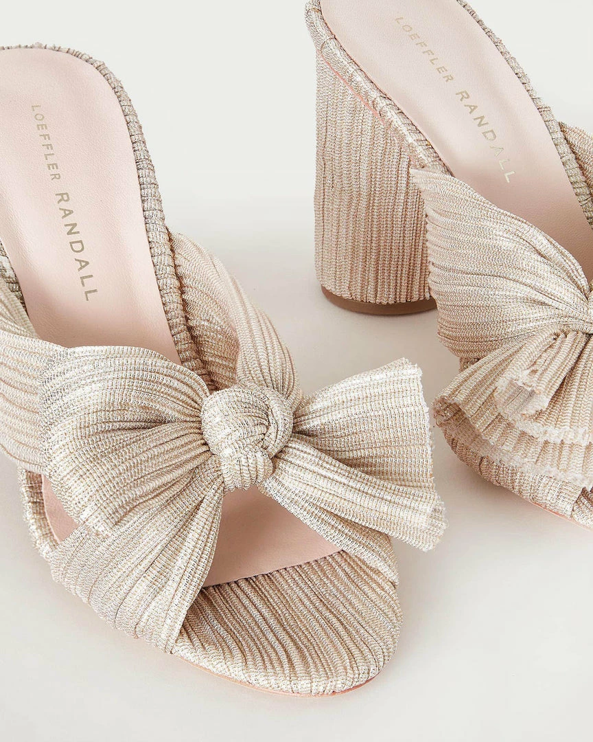 Loeffler Randall Penny Platinum Pleated Bow Heel 5 Loeffler Randall Penny Platinum Pleated Bow Heel