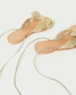 Loeffler Randall Peony Gold Pleated Bow Slide