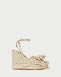 Loeffler Randall Peri Gold Pleated Wedge Espadrille New Arrivals