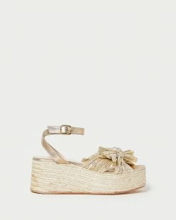 Loeffler Randall Posey Gold Pleated Flatform Espadrille