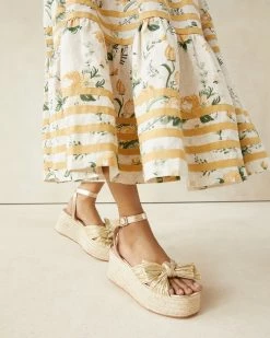 Loeffler Randall Posey Gold Pleated Flatform Espadrille