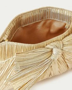 Loeffler Randall Rayne Gold Bow Clutch