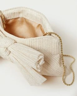Loeffler Randall Rayne Cream Sparkle Bow Clutch Pleats 10 Loeffler Randall Rayne Cream Sparkle Bow Clutch Pleats