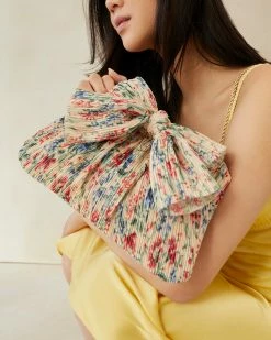 Loeffler Randall Rayne Tan Floral Bow Clutch