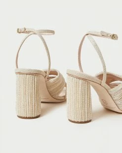 Loeffler Randall Reed Cream Sparkle Pleated Twist Heel Pleats