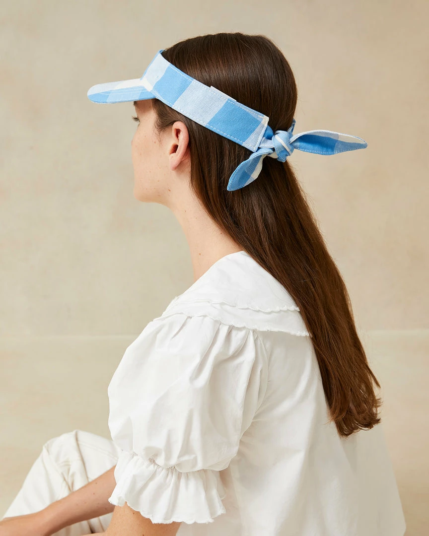 Loeffler Randall Rhonda Blue Gingham Bow Visor 5 Loeffler Randall Rhonda Blue Gingham Bow Visor