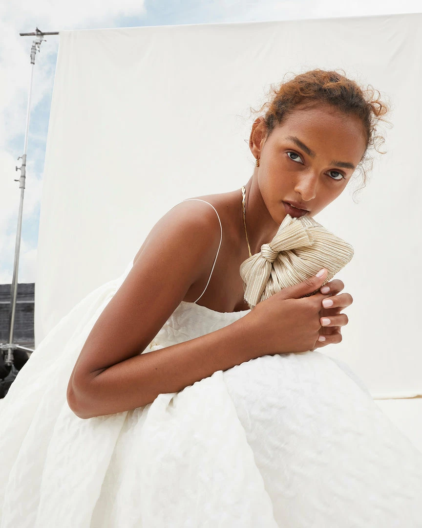 Loeffler Randall Rochelle Platinum Mini Bow Clutch Pleats 7 Loeffler Randall Rochelle Platinum Mini Bow Clutch Pleats