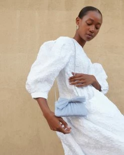 Loeffler Randall Pleats Rochelle Blue Mini Bow Clutch