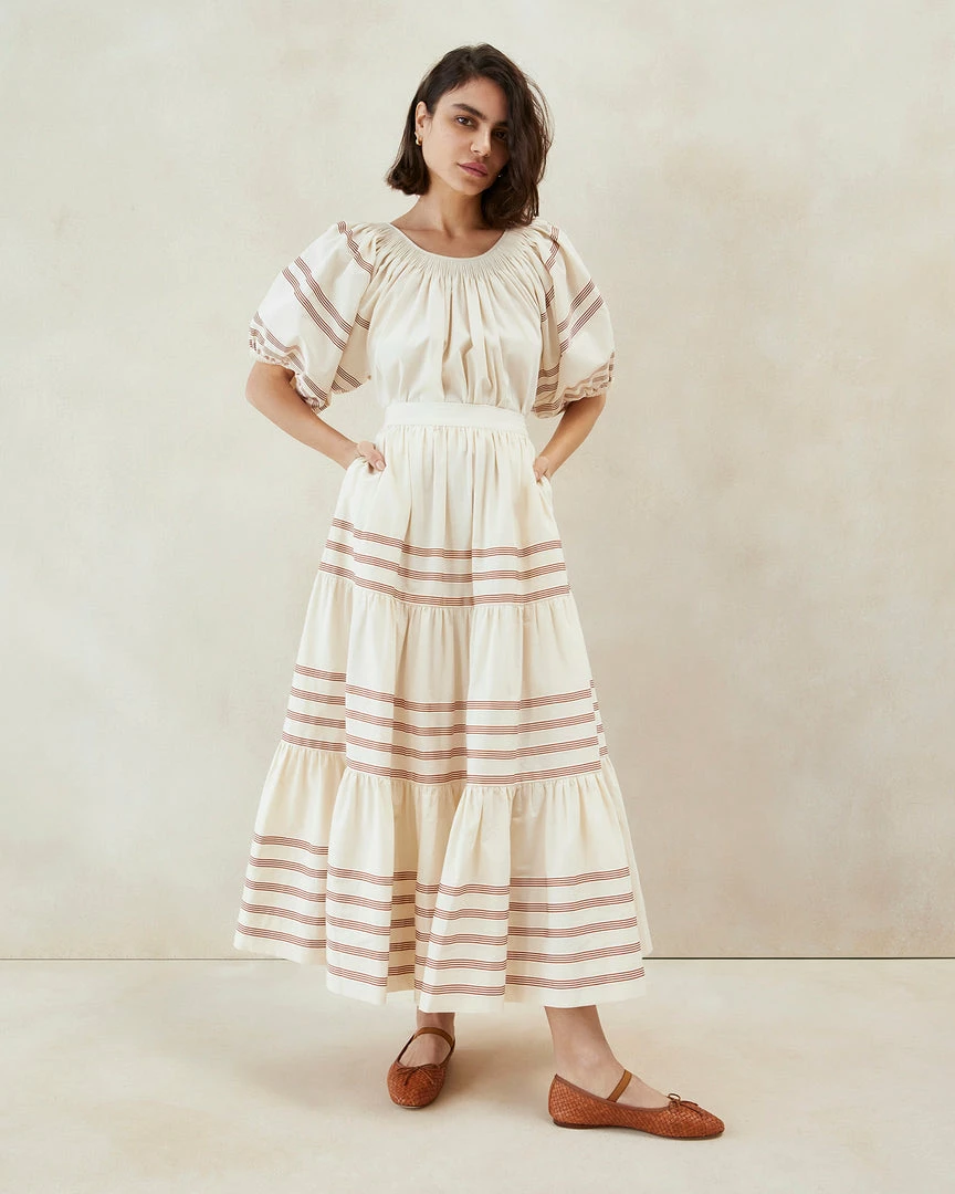 Loeffler Randall Romily Cream Tiered Skirt New Arrivals 3 Loeffler Randall Romily Cream Tiered Skirt New Arrivals