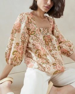 Loeffler Randall Rory Multi Floral Peasant Blouse New Arrivals