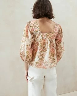 Loeffler Randall Rory Multi Floral Peasant Blouse New Arrivals