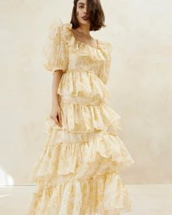 Loeffler Randall Rosalie Cream Floral Tiered Dress New Arrivals