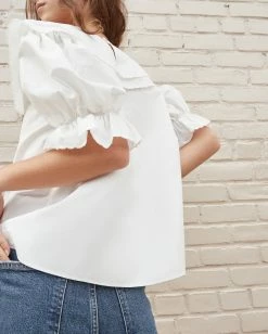 Loeffler Randall Sale Lisette White Scallop Collar Blouse