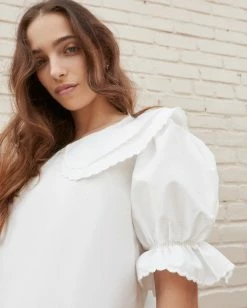 Loeffler Randall Sale Lisette White Scallop Collar Blouse