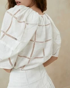 Loeffler Randall Silas Ivory Embroidered Blouse