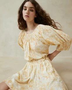 Loeffler Randall Sloane Vine Floral Smocked Top