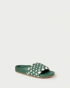 Loeffler Randall Sale Sonnie Green Gingham Woven Sandal