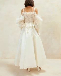 Loeffler Randall Suzette Cream Smocked Organza Dress 7 Loeffler Randall Suzette Cream Smocked Organza Dress