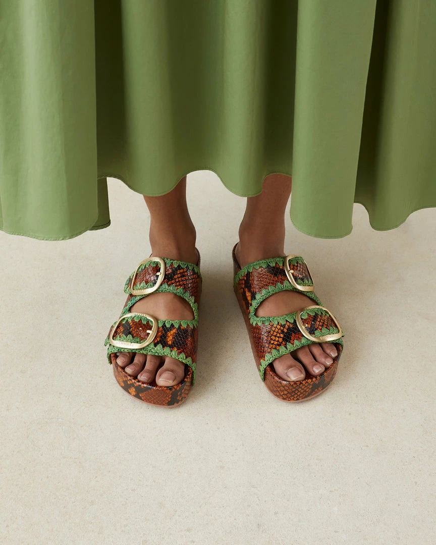 Loeffler Randall Theo Brown/Emerald Footbed Sandal New Arrivals 7 Loeffler Randall Theo Brown/Emerald Footbed Sandal New Arrivals