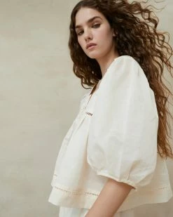 Loeffler Randall New Arrivals Yolanda White Short-Sleeved Blouse